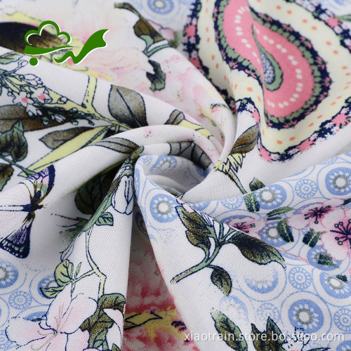 Printed 30s rayon plain woven fabric for women dress